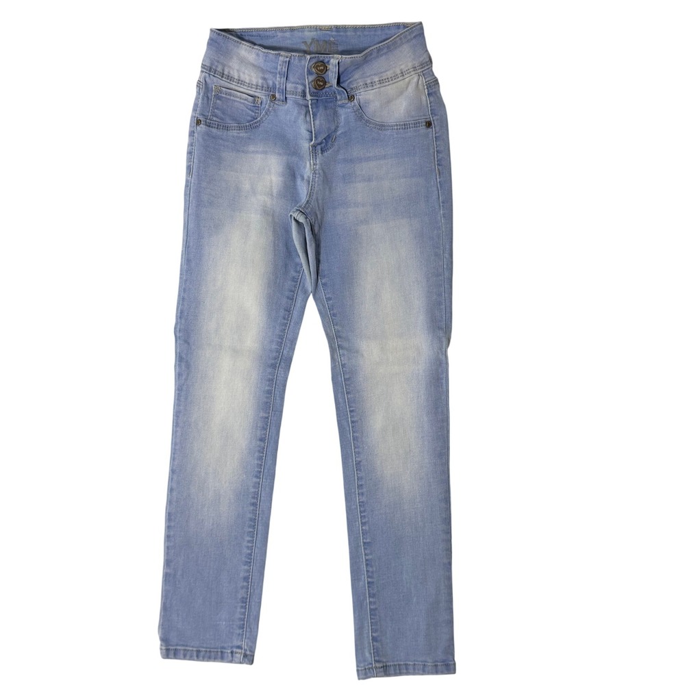 YMI Girl Kids Skinny Jeans Light Wash Double Button Denim Size 7